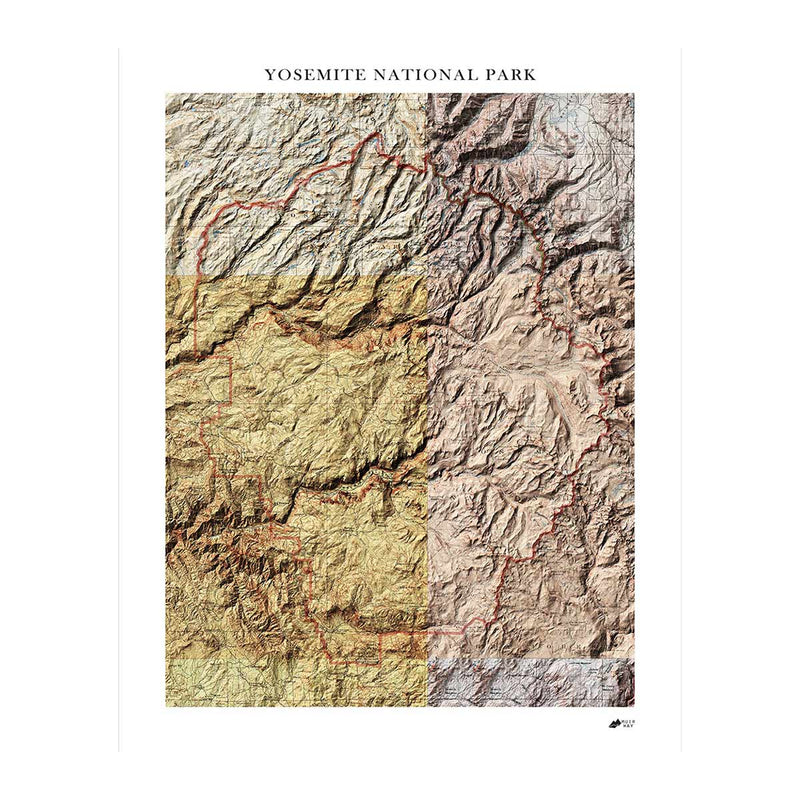 Yosemite Shaded Relief Map - Muir Way - Relief Series