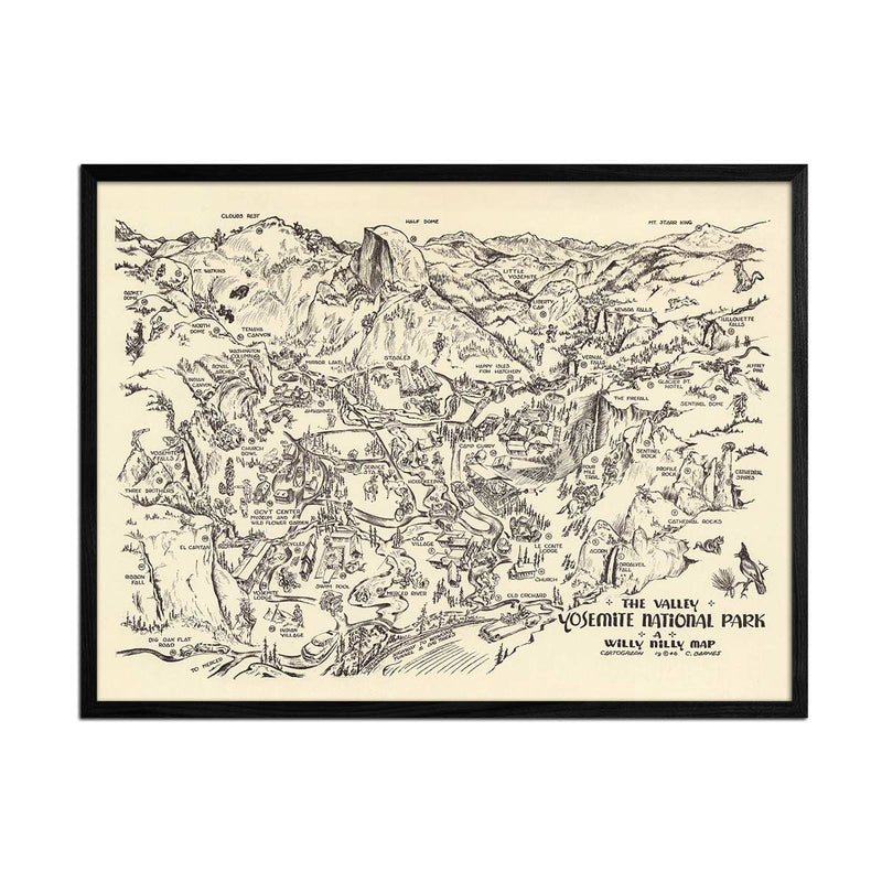 Yosemite Valley Whimsical 1946 Map - Muir Way - Vintage Map