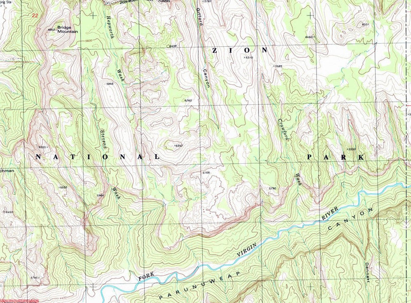 Zion National Park 1980 USGS Map - Muir Way - Vintage Map
