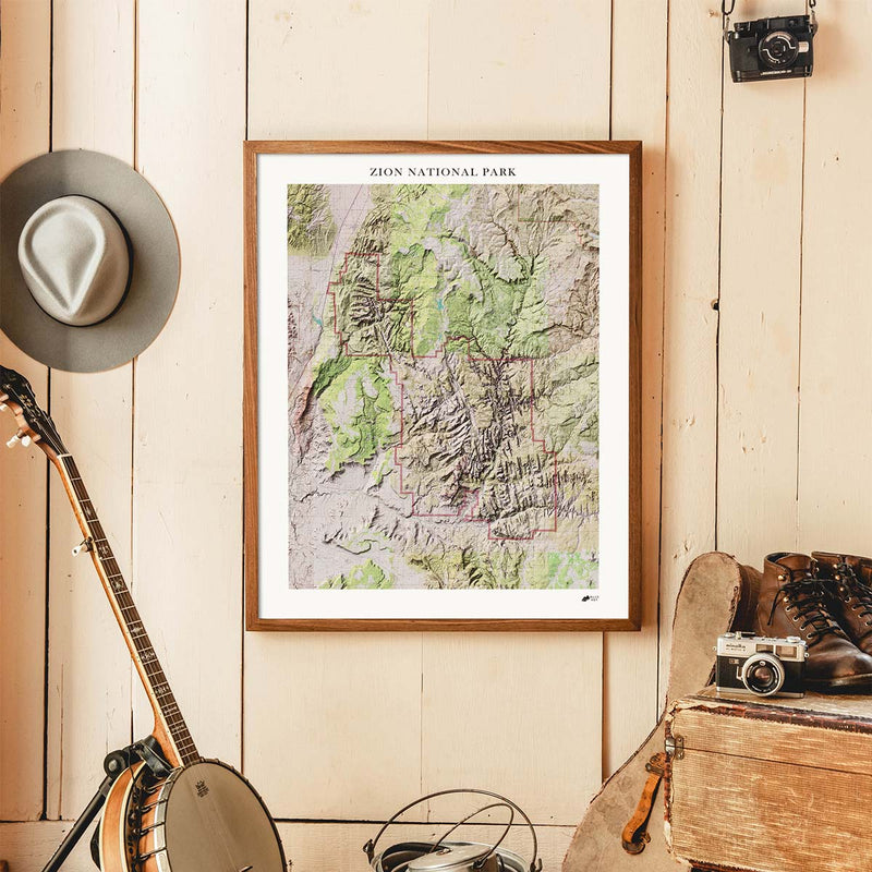 Zion Shaded Relief Map - Muir Way - Relief Series