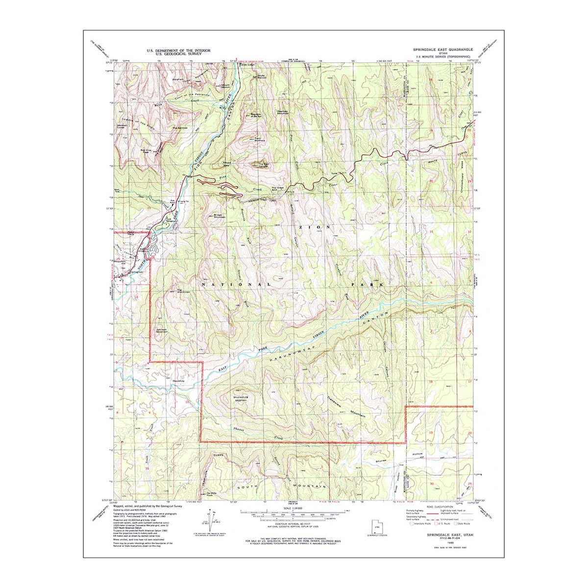 Zion National Park 1980 USGS Map – Muir Way