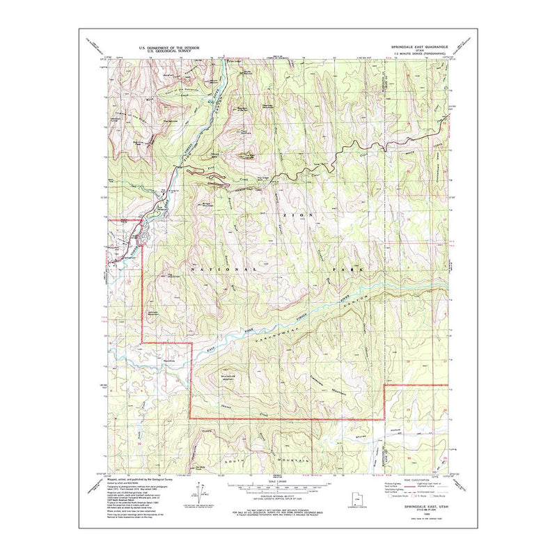 Zion National Park 1980 USGS Map - Muir Way - Vintage Map