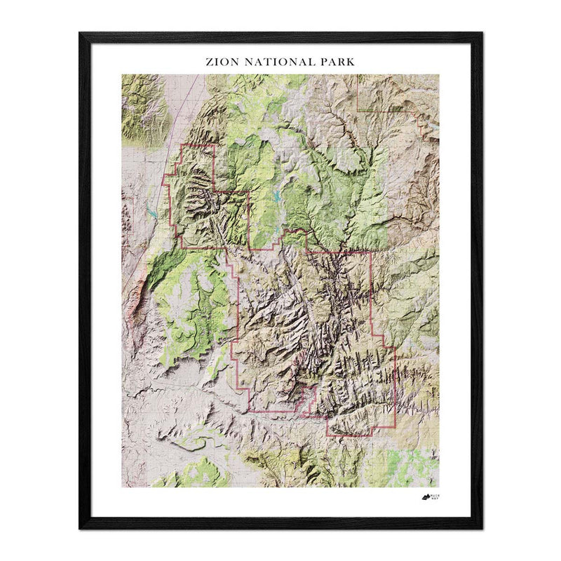 Zion Shaded Relief Map - Muir Way - Relief Series