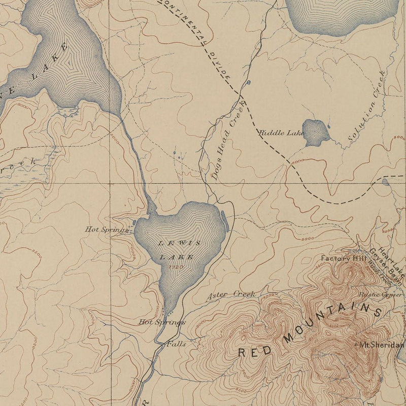 Yellowstone Topographic Map of Shoshone Section 1904 Map - Muir Way - Vintage Map