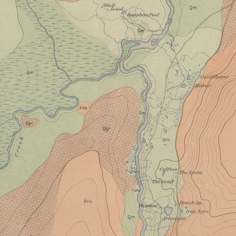 Yellowstone Geologic Map of Upper Geyser Basin 1904 Map - Muir Way - Vintage Map