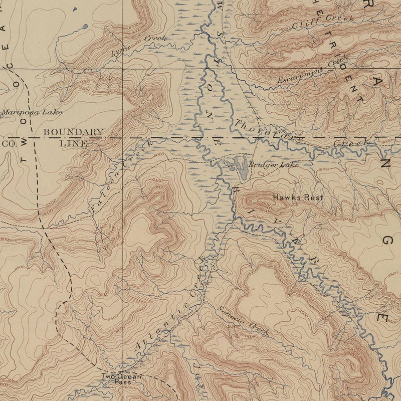 Yellowstone Topographic Map of Lake Section 1904 Map - Muir Way - Vintage Map